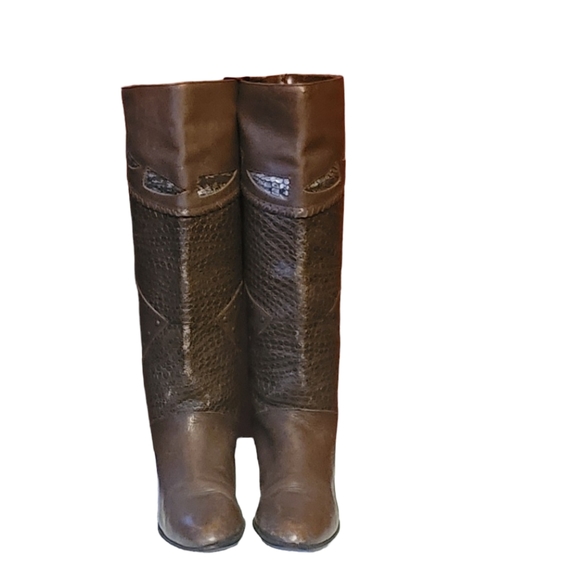 Women Vintage Leather Brown Tall Boots By Footwears Size 8M/Women Pull On Boots/ - Picture 4 of 11